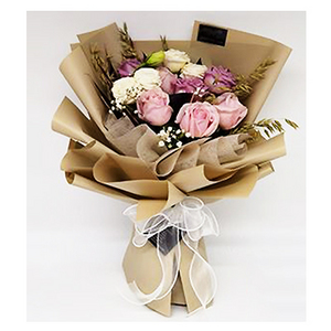 Pink Partner-12 pink roses bouquet 送花到台灣,送花到大陸,全球送花,國際送花