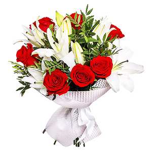 玫瑰百合花束 送花到台灣,送花到大陸,全球送花,國際送花