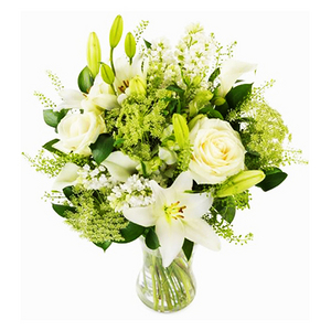 小精靈-白百合,白玫瑰花束 送花到台灣,送花到大陸,全球送花,國際送花