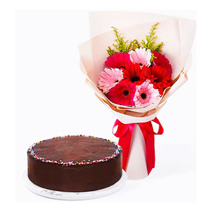 花与蛋糕组合7-甜蜜之约与巧克力蛋糕 送花到台湾,送花到上海,全球送花,国际送花