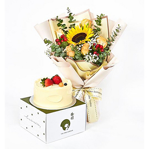 花与蛋糕组合9-夏日花园与橙皮巧克力蛋糕 送花到台湾,送花到上海,全球送花,国际送花