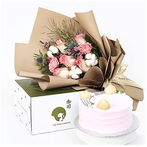 Flower and Cake Combination 3-Amorous feelings and lychee martini (Contains alcohol) cake 送花到台灣,送花到大陸,全球送花,國際送花