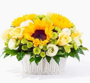 我心中的阳光-向日葵玫瑰盆花 送花到台湾,送花到上海,全球送花,国际送花