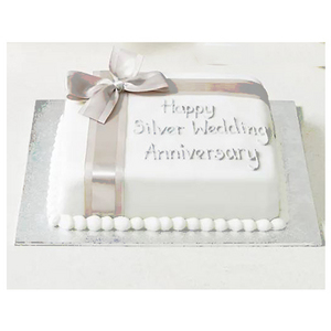 Square cake with silver ribbon (text on the surface of the cake can be customized) 送花到台灣,送花到大陸,全球送花,國際送花