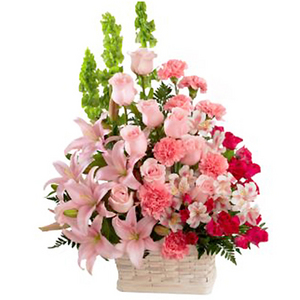 混色玫瑰花-花籃 送花到台灣,送花到大陸,全球送花,國際送花