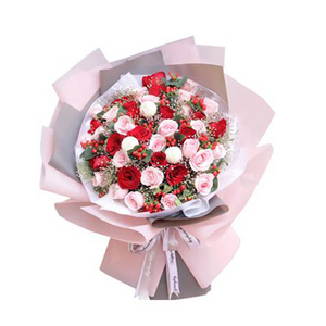 36朵粉与红玫瑰花束 送花到台湾,送花到上海,全球送花,国际送花