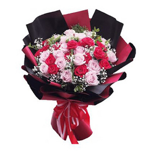 浪漫婚禮-36朵紅粉玫瑰花束 送花到台灣,送花到大陸,全球送花,國際送花