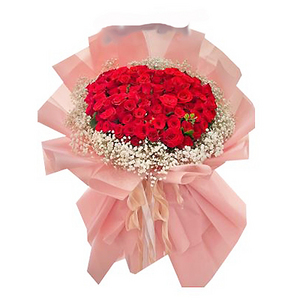Fiery Beloved - 100 Red Roses Bouquet 送花到台灣,送花到大陸,全球送花,國際送花