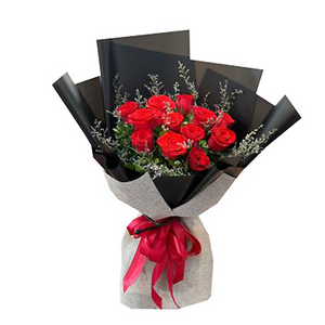 濃烈愛戀-12朵玫瑰花束(設計師特選款) 送花到台灣,送花到大陸,全球送花,國際送花