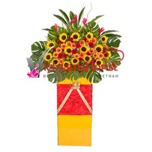 喜庆开幕高架花篮-向日葵的喜悦 送花到台湾,送花到上海,全球送花,国际送花