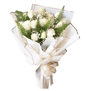純愛-12朵白玫瑰花束 送花到台灣,送花到大陸,全球送花,國際送花