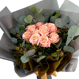 粉色或香檳色玫瑰花束 送花到台灣,送花到大陸,全球送花,國際送花