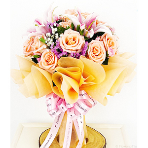 古典美人-百合玫瑰花束 送花到台灣,送花到大陸,全球送花,國際送花