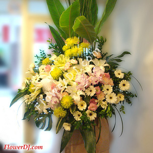 AC024 陶朱媲美_高架花籃<一對> 送花到台灣,送花到大陸,全球送花,國際送花